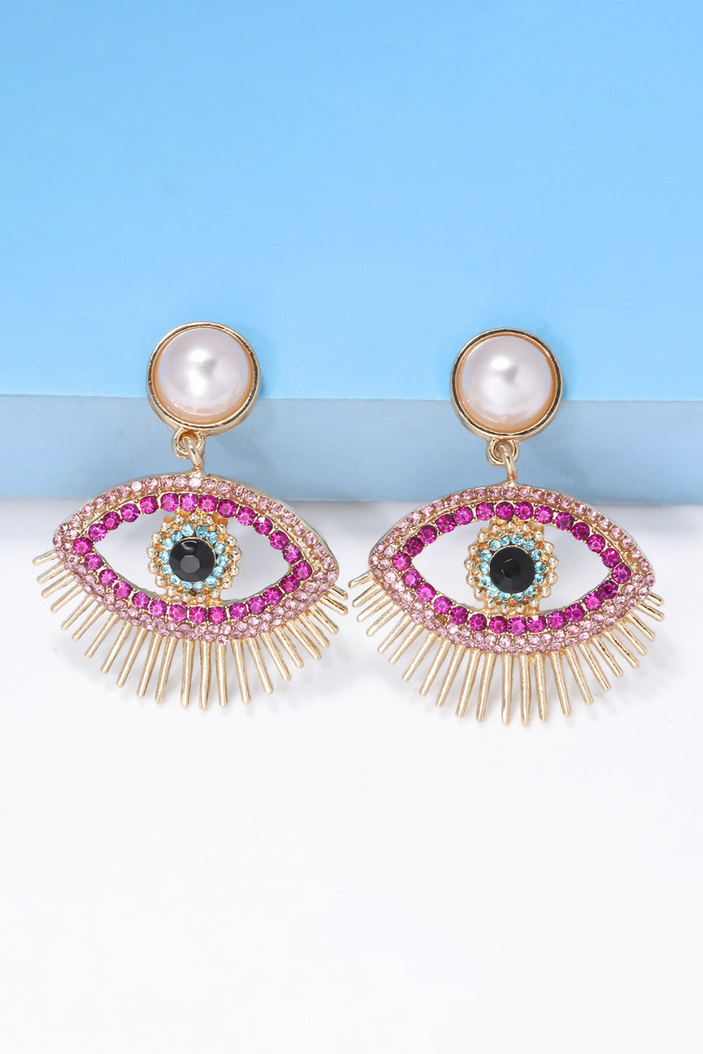 Women Evil Eye Shape Rhinestone Zinc Alloy Synthetic Dangle Halloween Earrings NicholesGifts