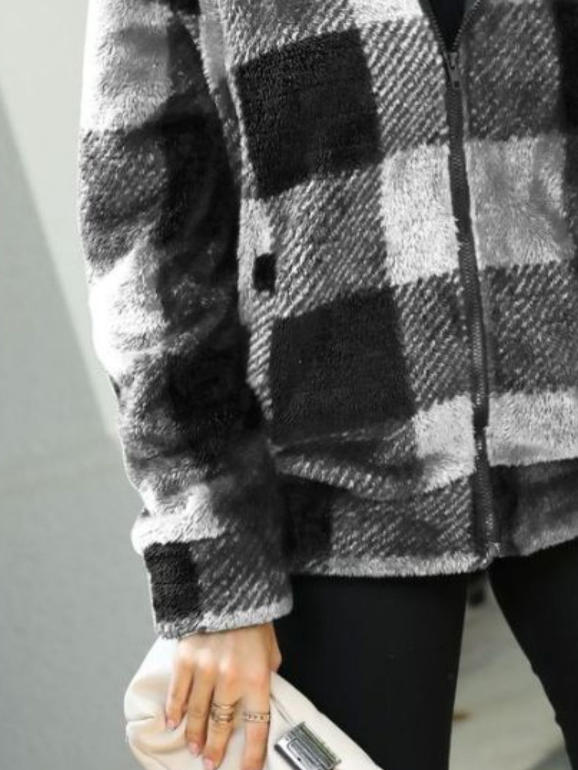 Plaid Zip-Up Collared Jacket NicholesGifts