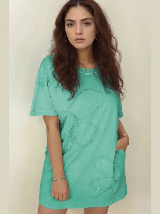 Round Neck Short Sleeve Tee Dress NicholesGifts