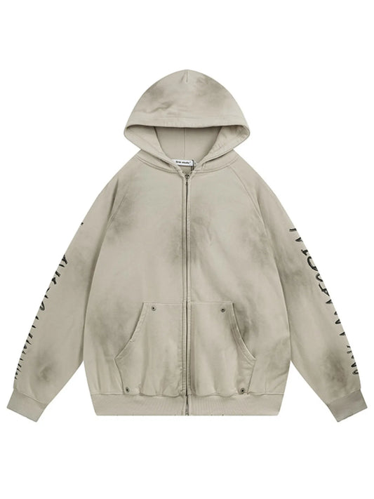 Men's Oversized Letter Graphic Zip-Up Hoodie NicholesGifts