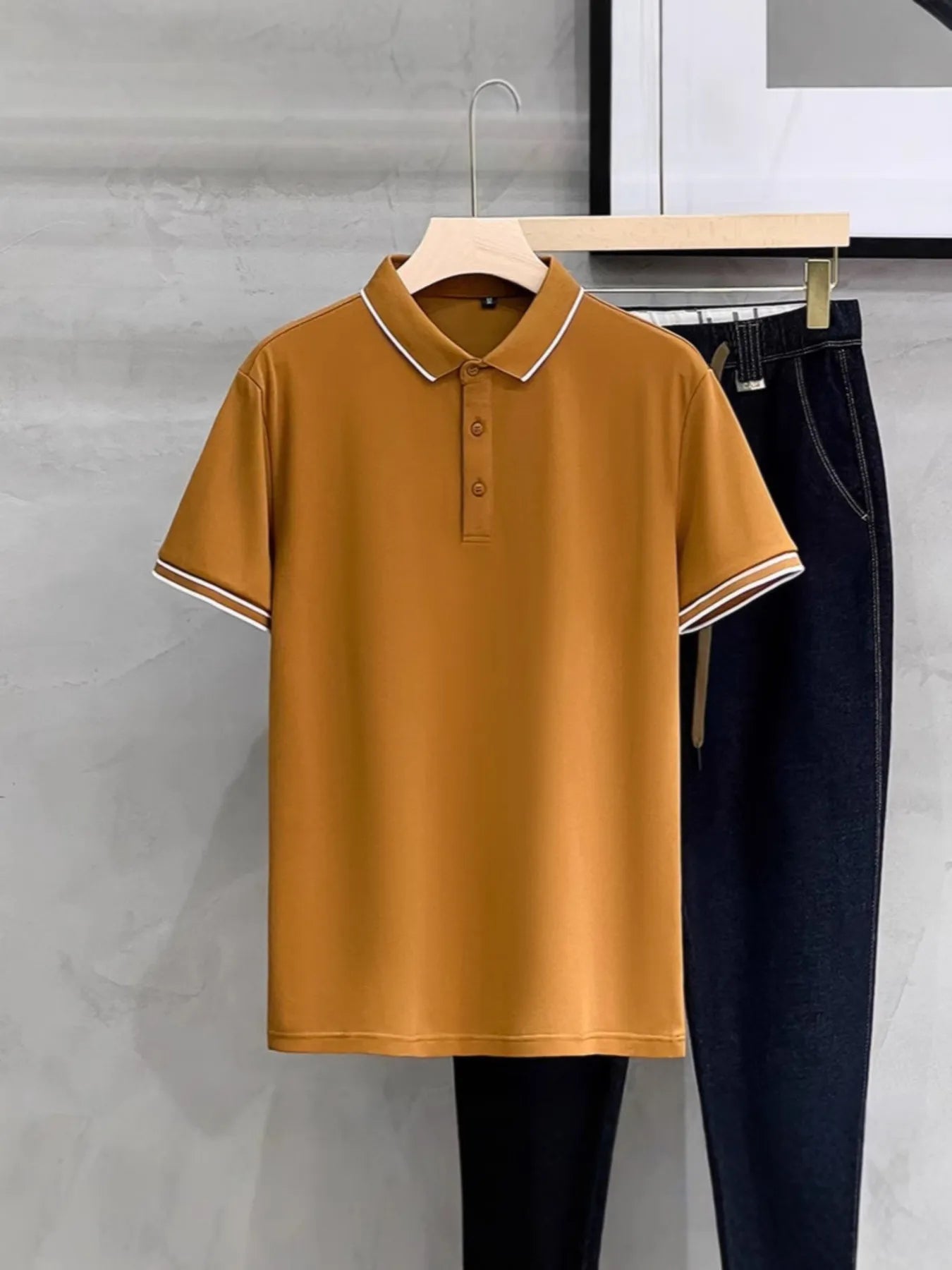 Men's Plus Size Contrast Trim Short Sleeve Polo
