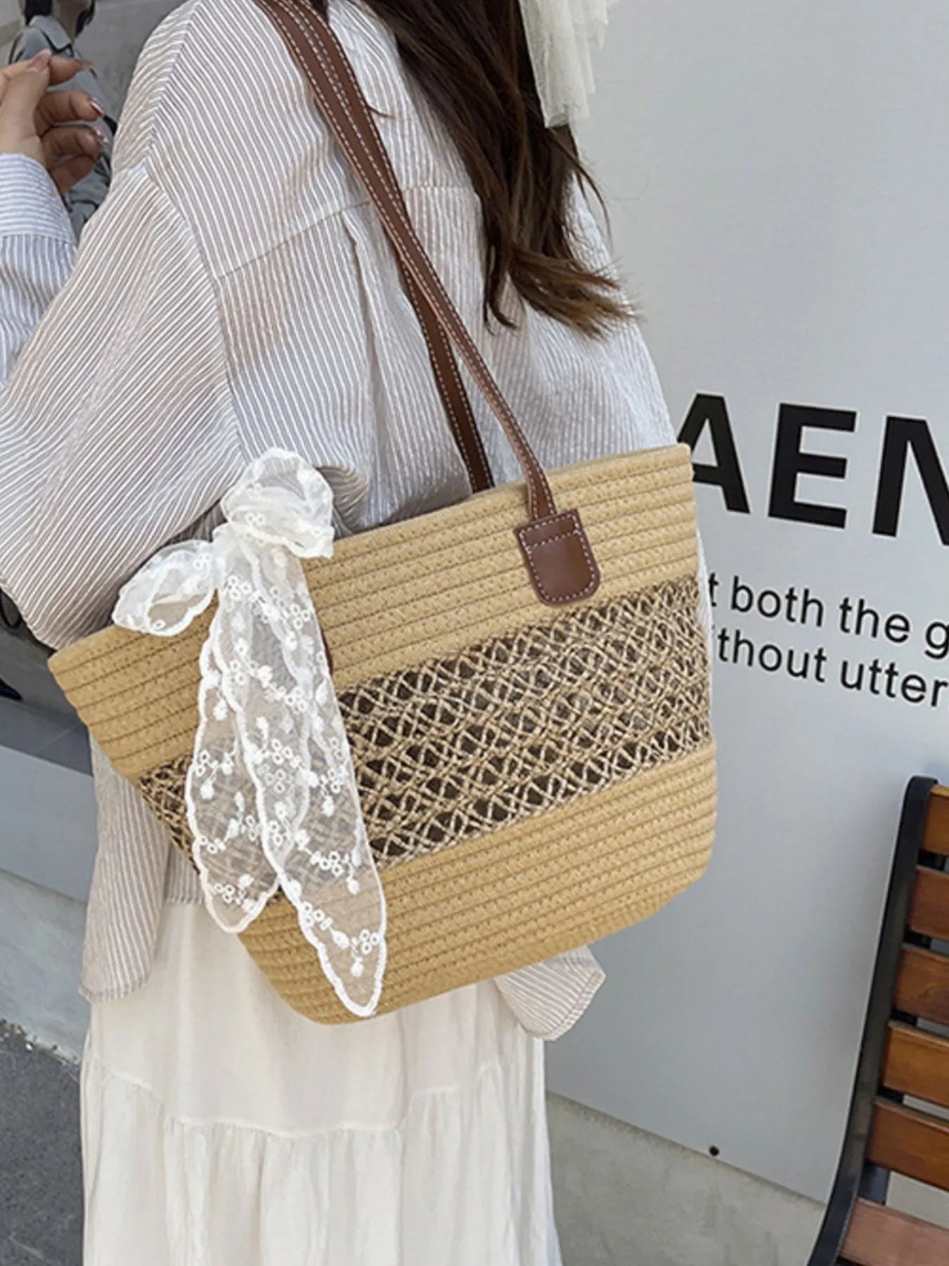 Woven Straw Shoulder Bag Trendsi