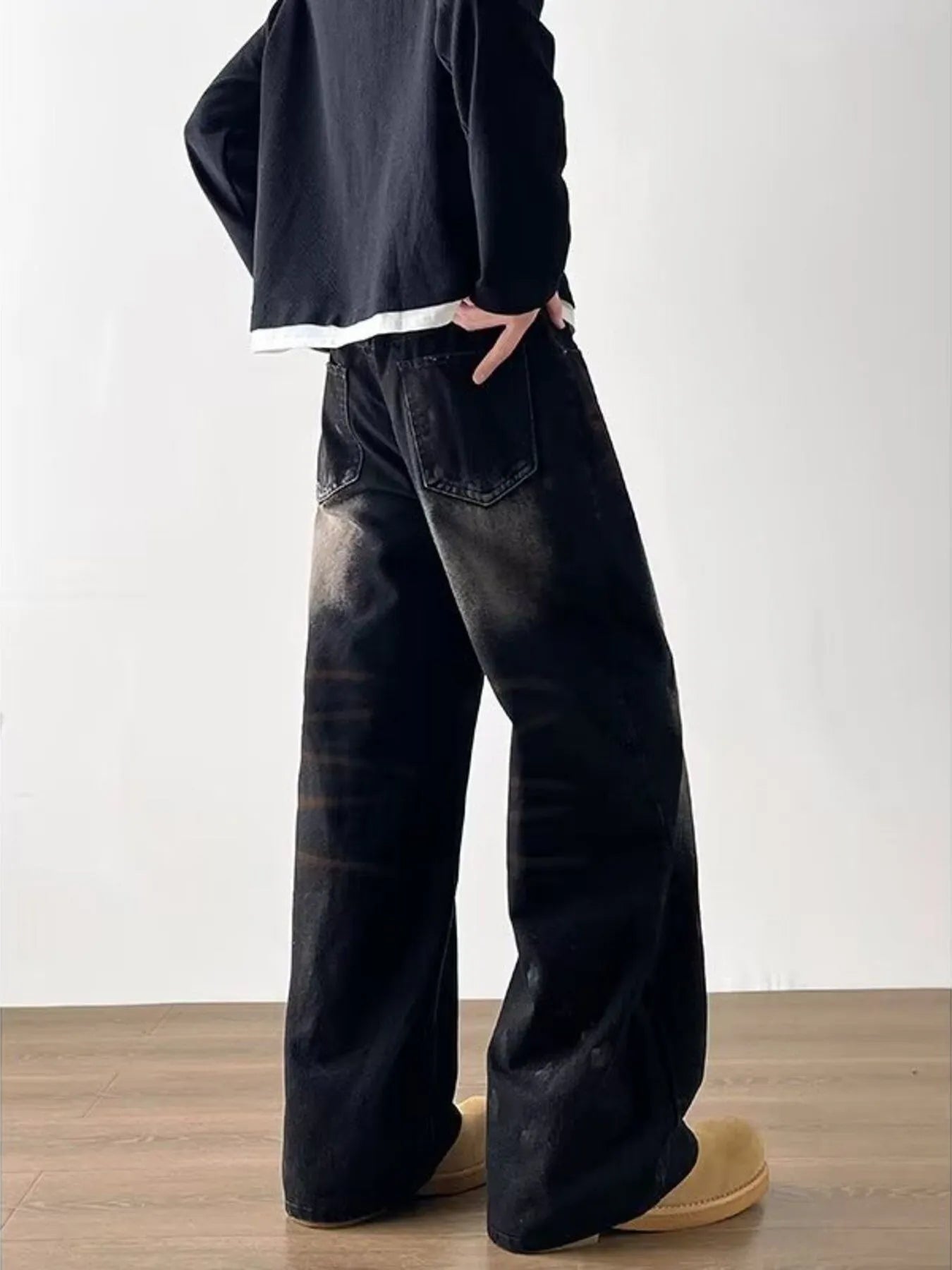 Men's Full Size Wide-Leg Jeans Plus Size Trendsi