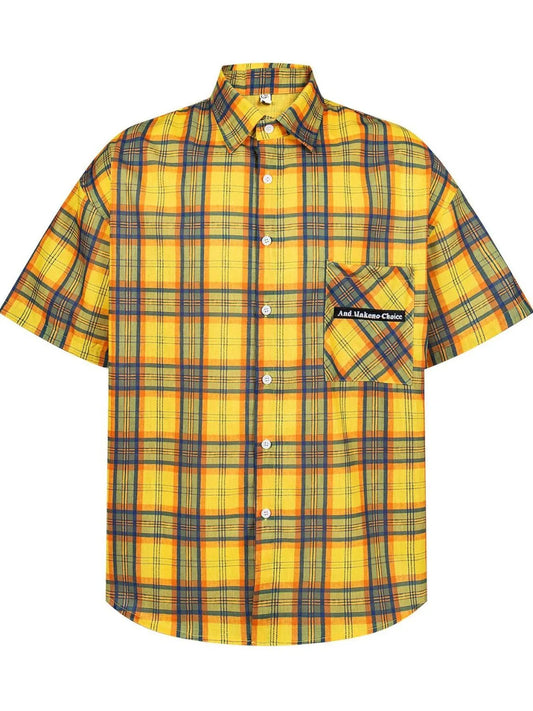 Men's Plaid Short Sleeve Button-Up Shirt NicholesGifts