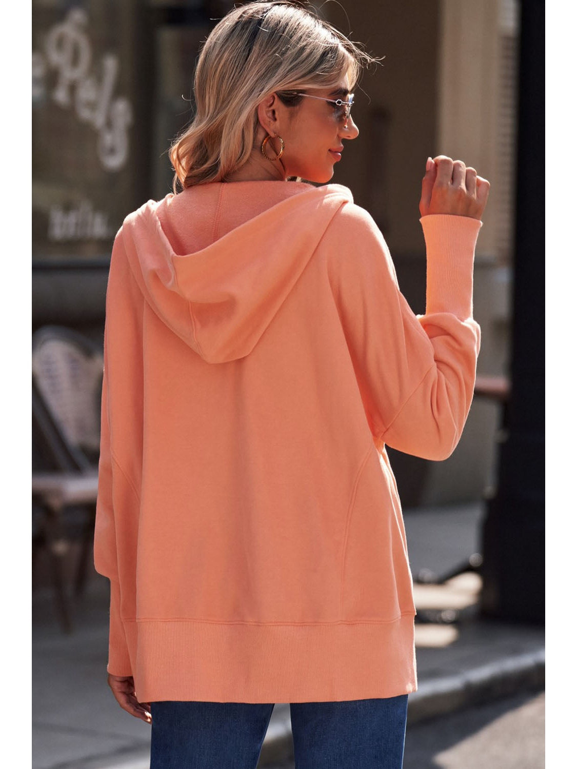 NicholesGifts Women Quarter-Snap Dropped Shoulder Hoodie NicholesGifts