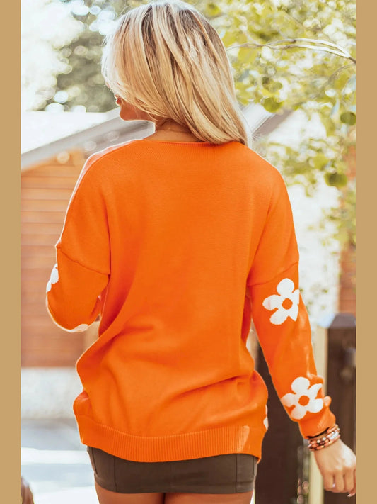 NicholesGifts Women Flower Open Front Long Sleeve Cardigan Sweater NicholesGifts