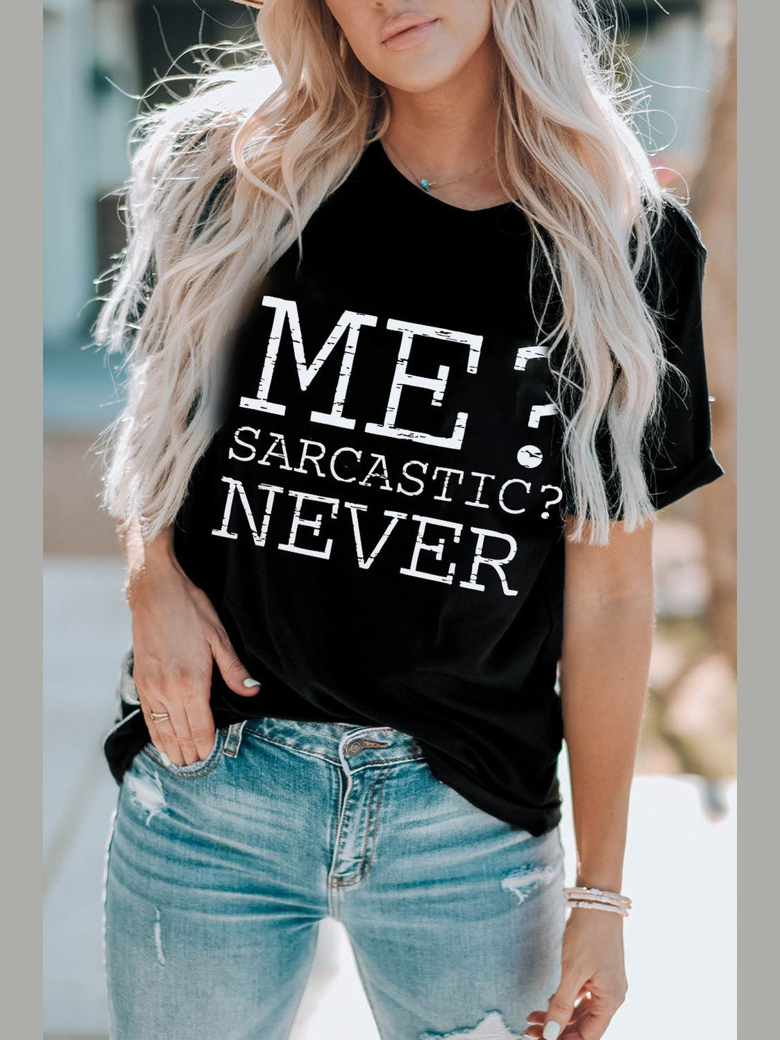 Letter Graphic Round Neck T-Shirt