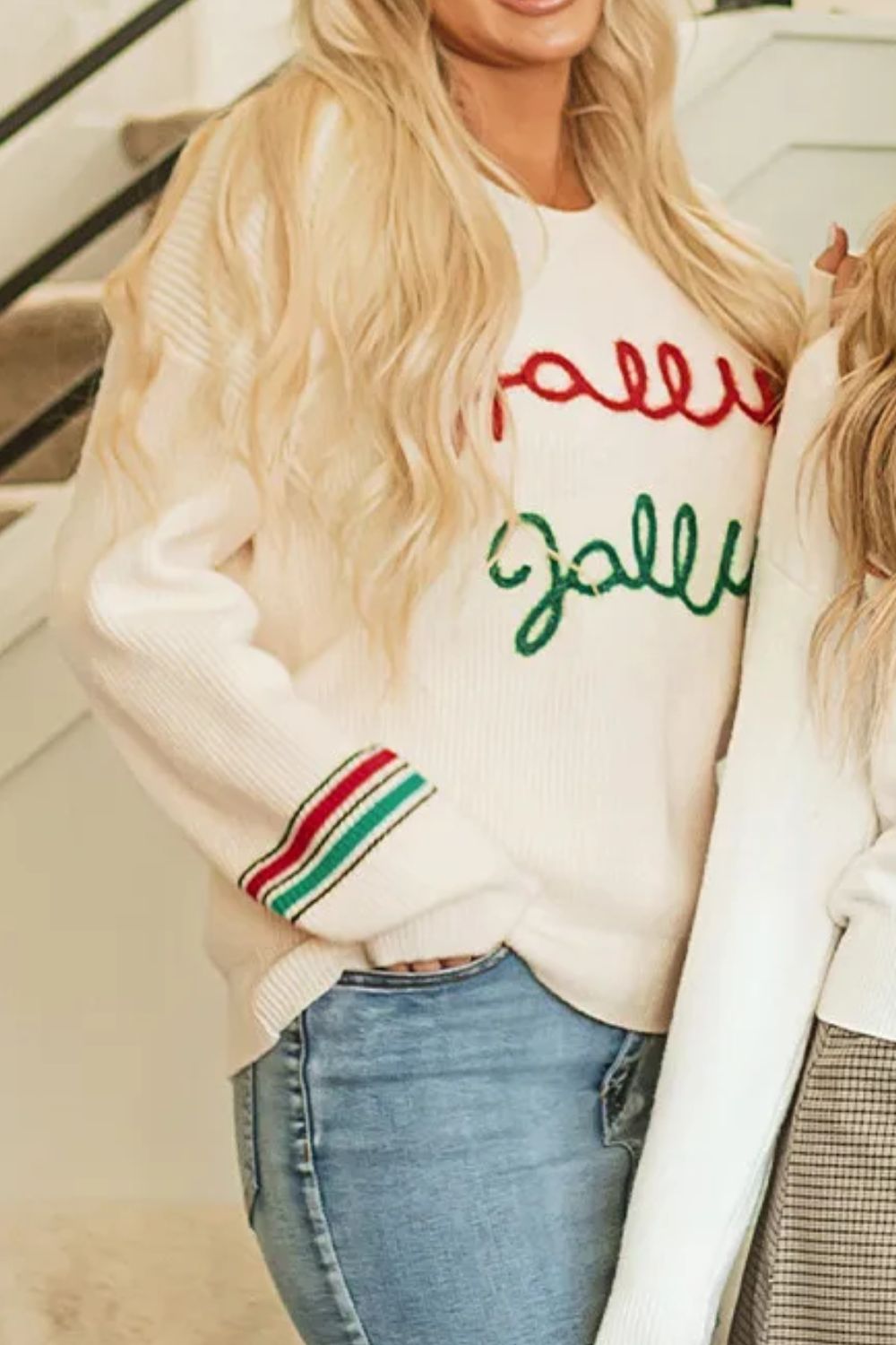 Letter Round Neck Long Sleeve Sweater NicholesGifts