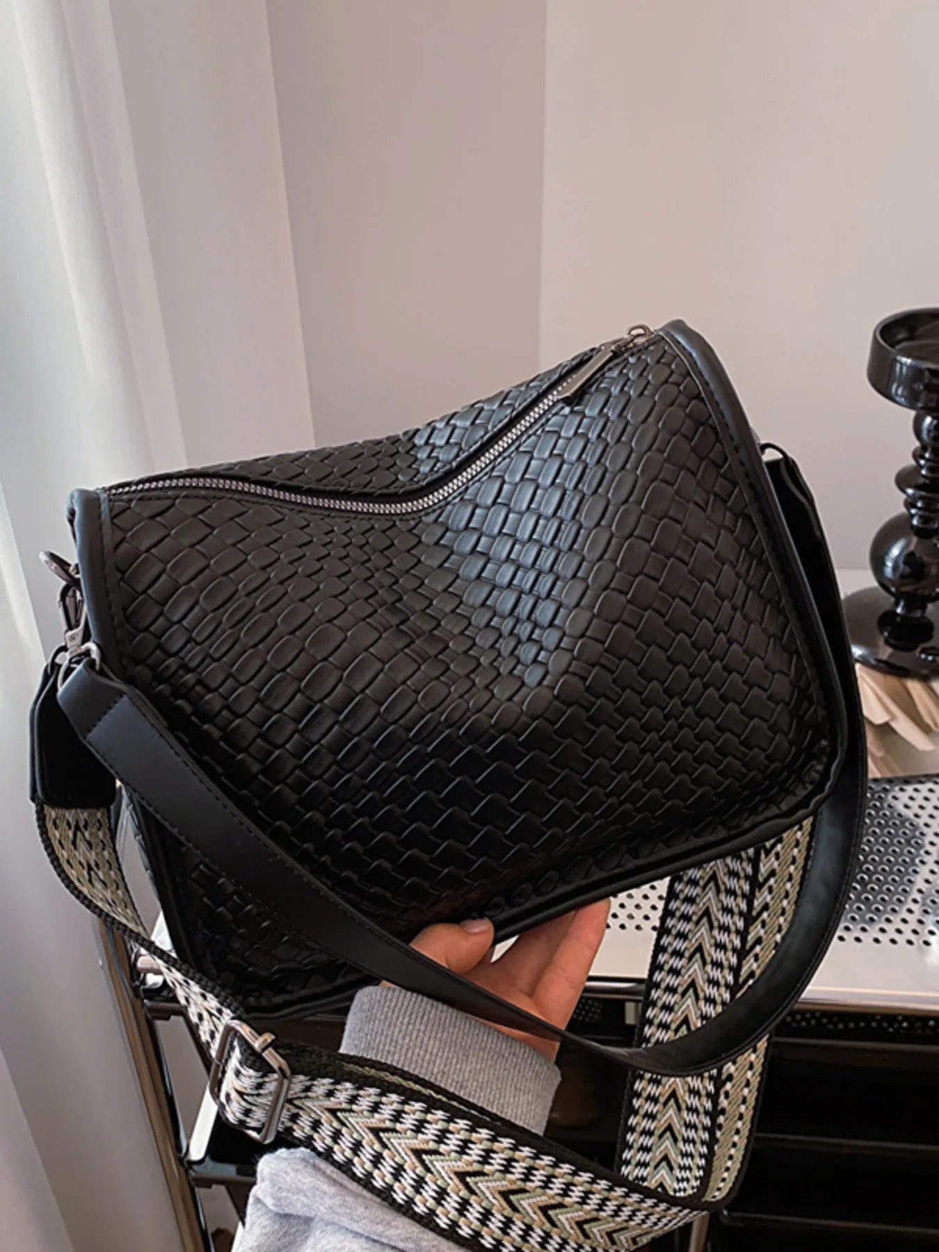 Textured Leather Shoulder Bag Trendsi