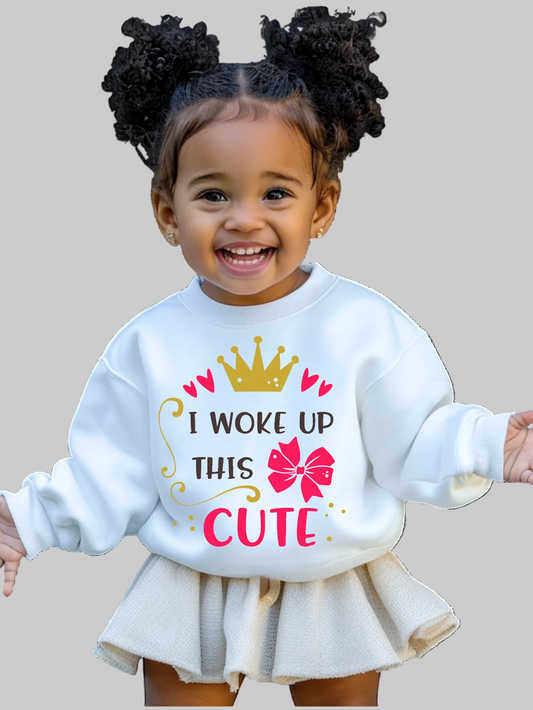 Toddler Girls I Woke Up This Cute Long Sleeve Crewneck Sweatshirt nicholesgifts