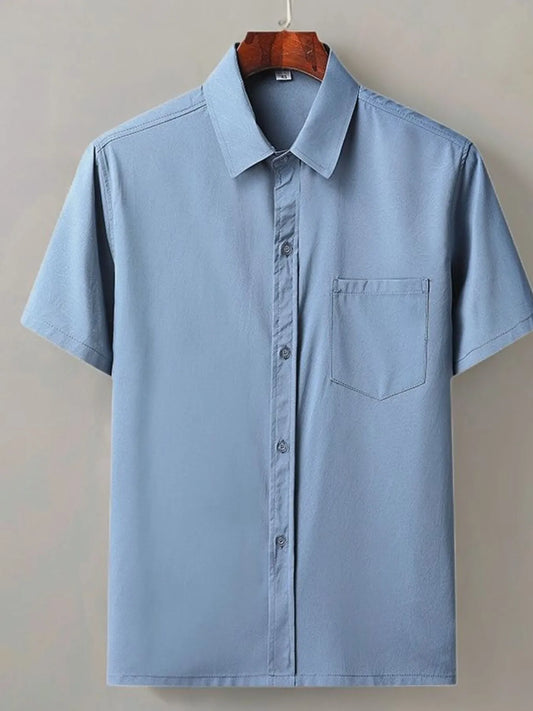 Men's Full Size Button Up Short Sleeve Shirt Plus Size Trendsi