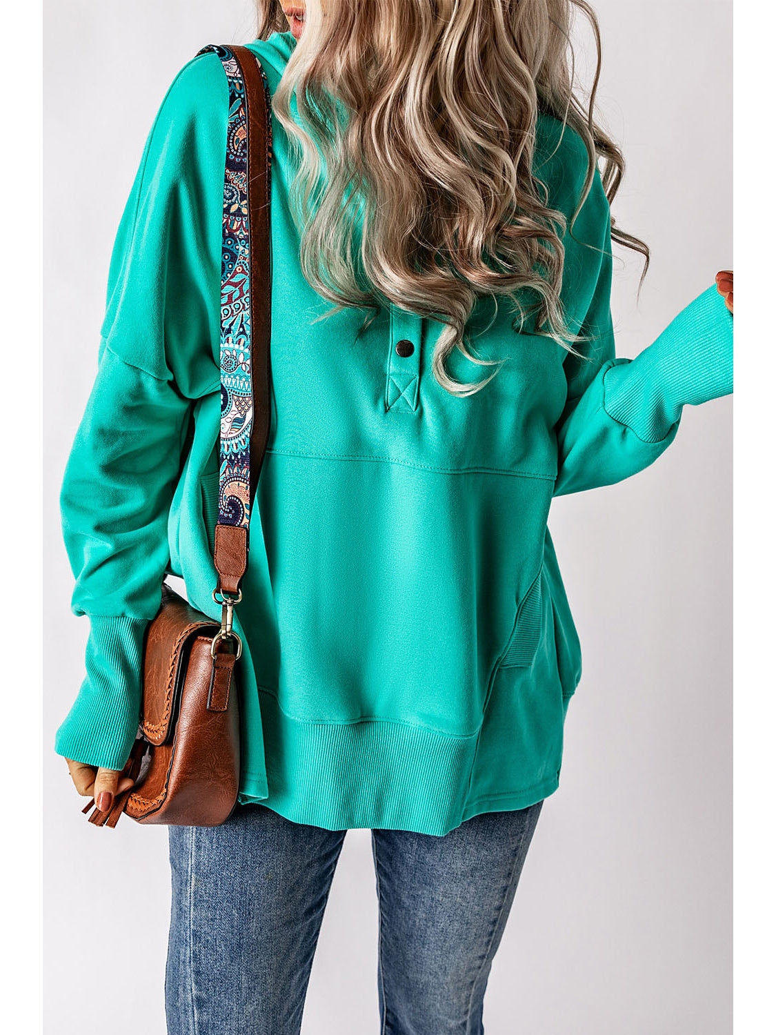 NicholesGifts Women Quarter-Snap Dropped Shoulder Hoodie NicholesGifts