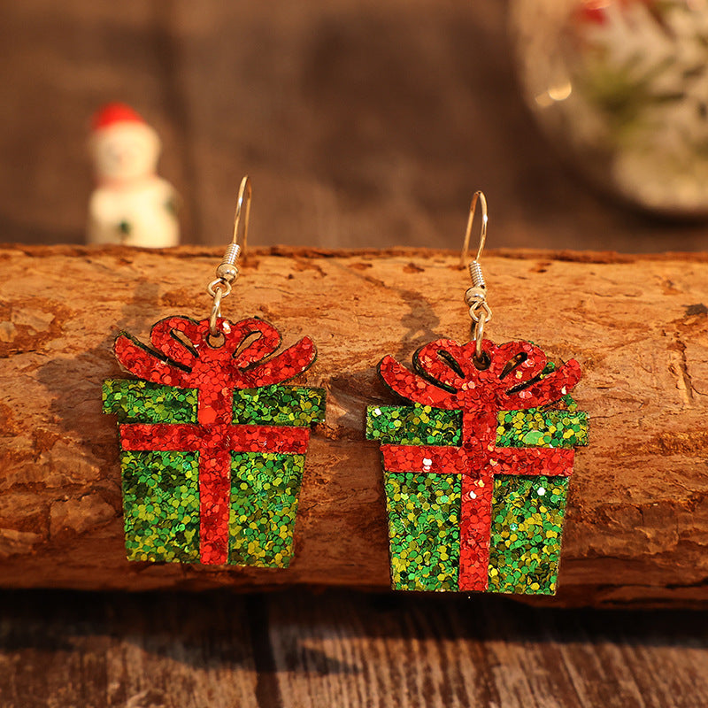 Sequin Gift Box PU Leather Earrings NicholesGifts