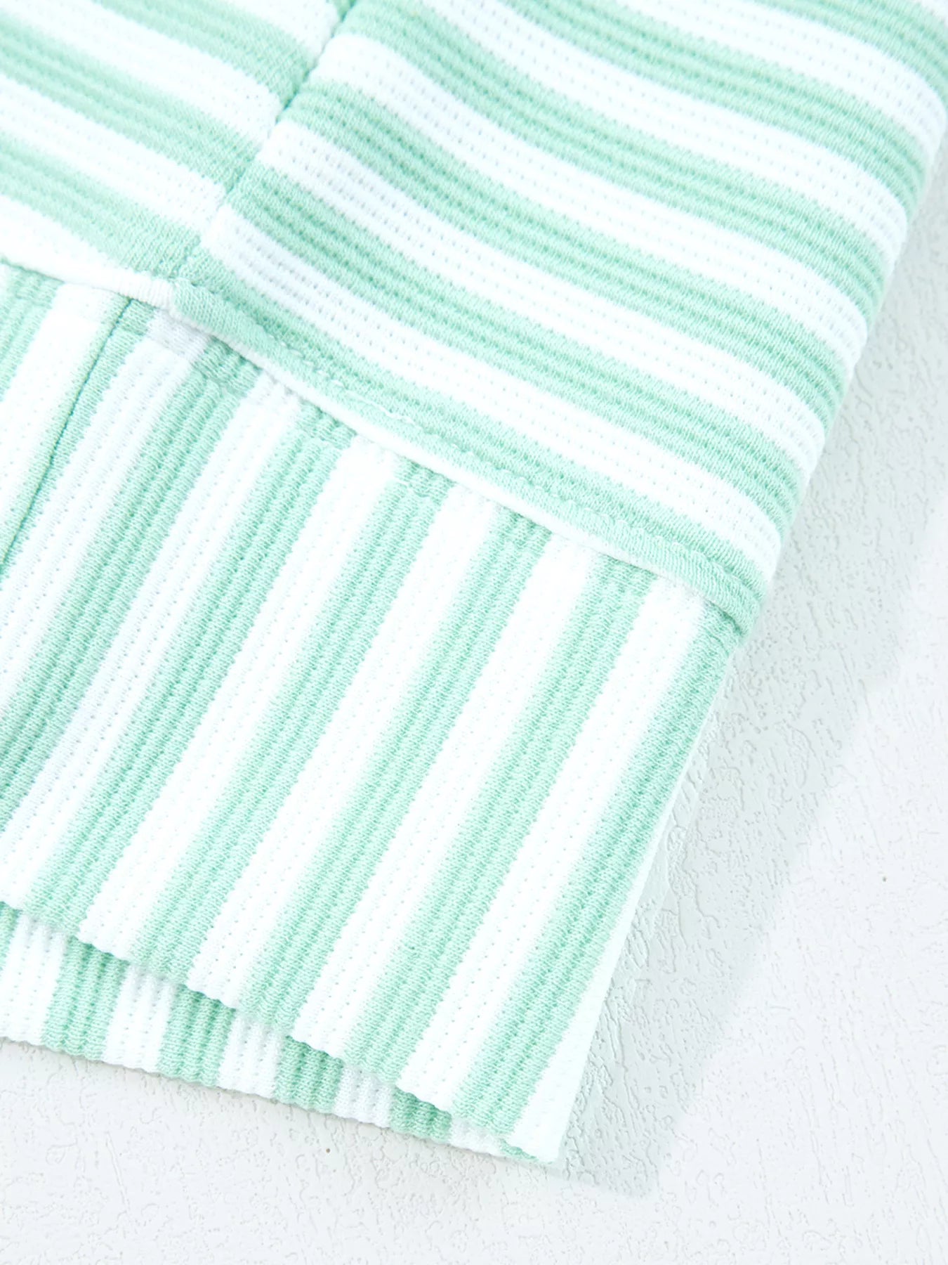 Stripe Quarter Zip Collar Long Sleeve Top Trendsi
