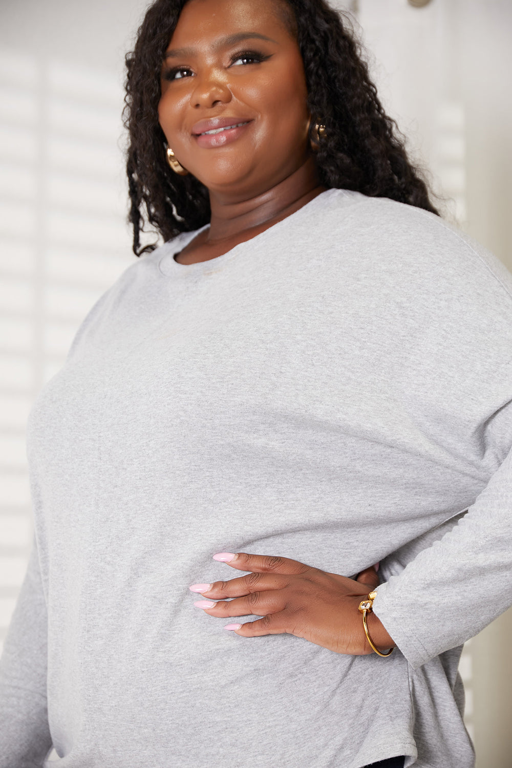 Double Take Seam Detail Round Neck Long Sleeve Top NicholesGifts