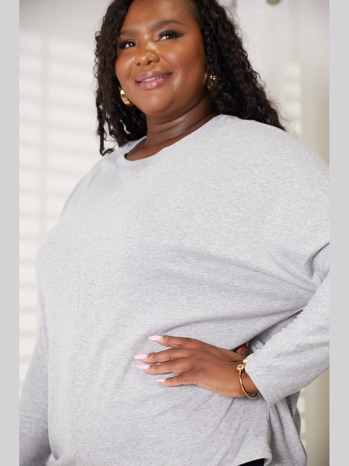 Double Take Seam Detail Round Neck Long Sleeve Top NicholesGifts