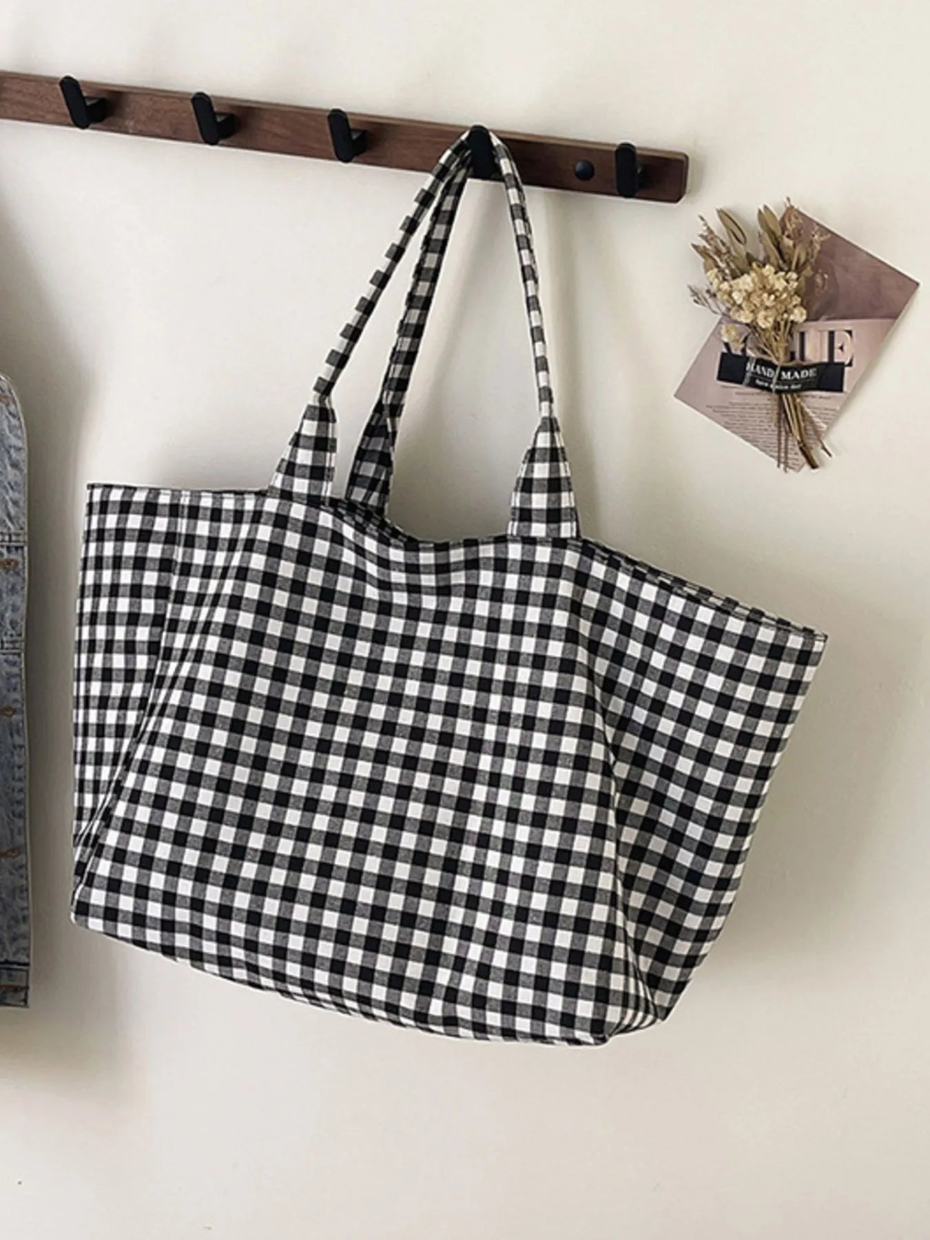 Classic Plaid Tote Bag Trendsi
