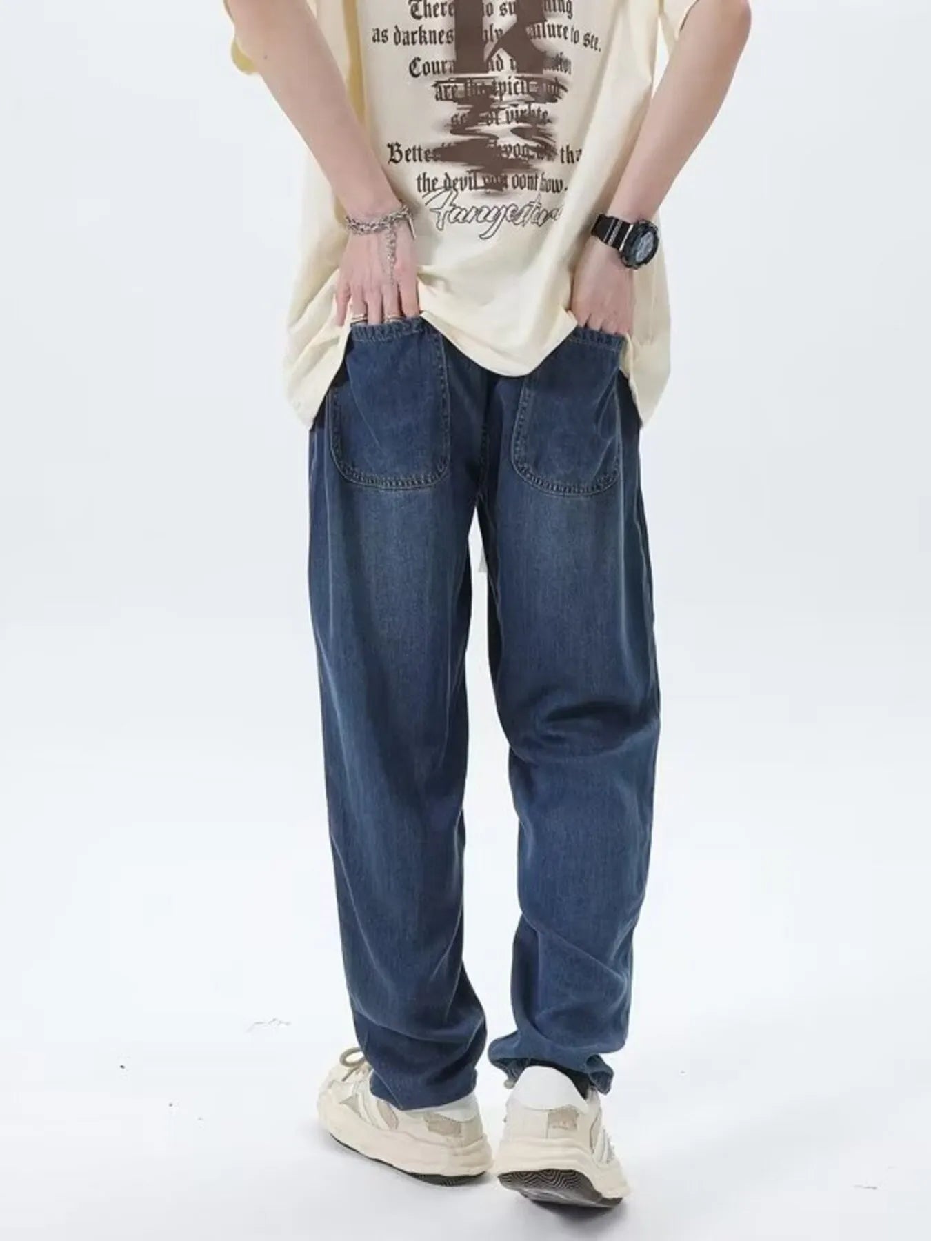 Men's Washed Straight Jeans