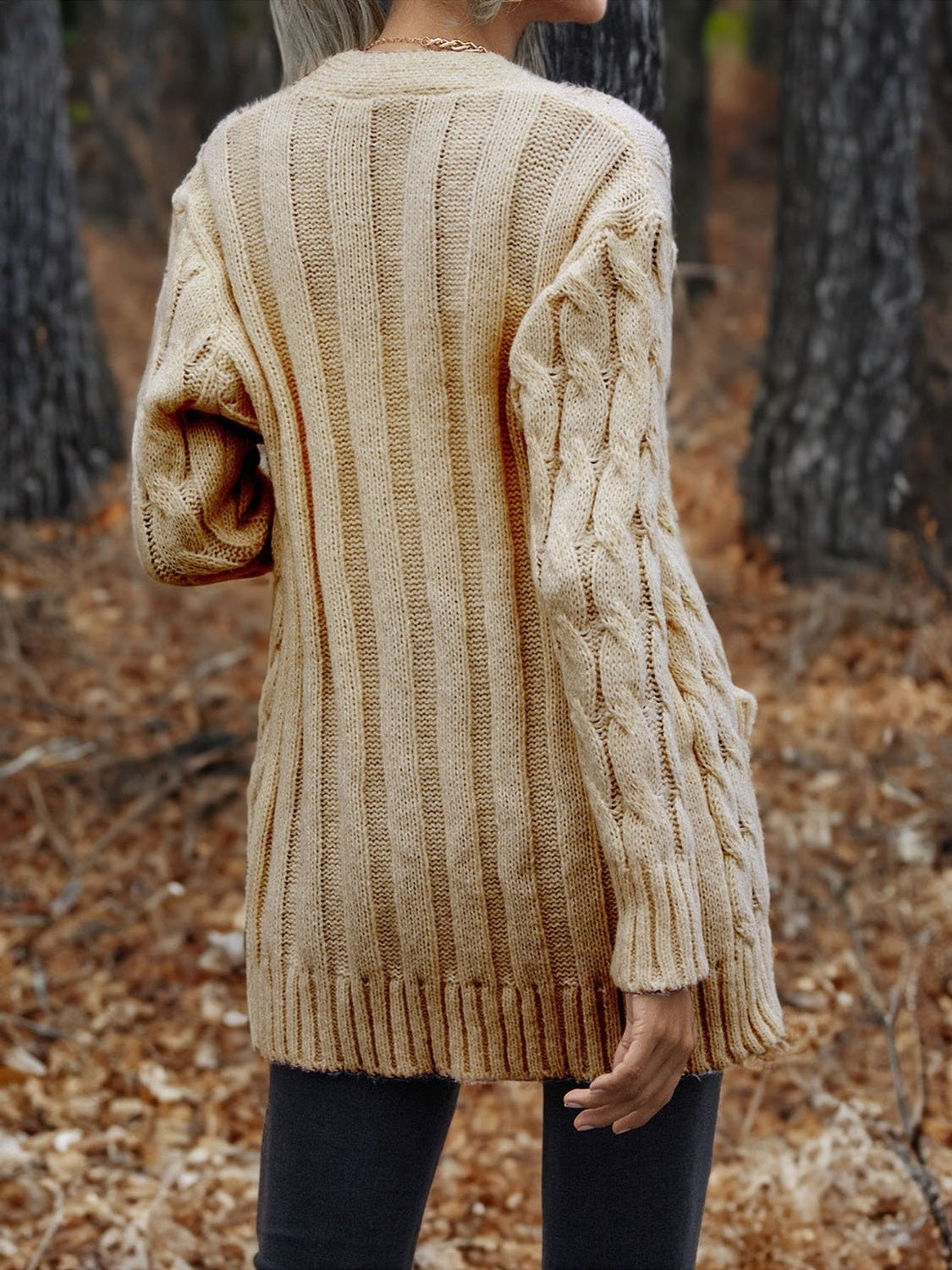 Women Cable-Knit Button Down Cardigan