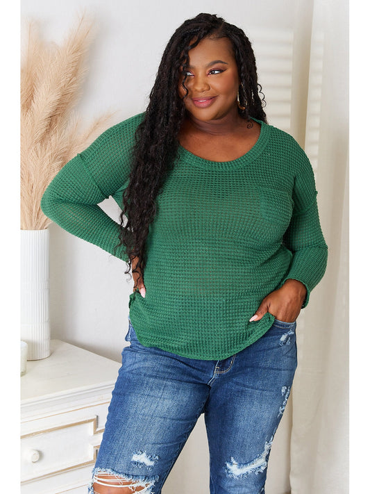 Women Culture Code Full Size Scoop Neck Patch Pocket Top NicholesGifts