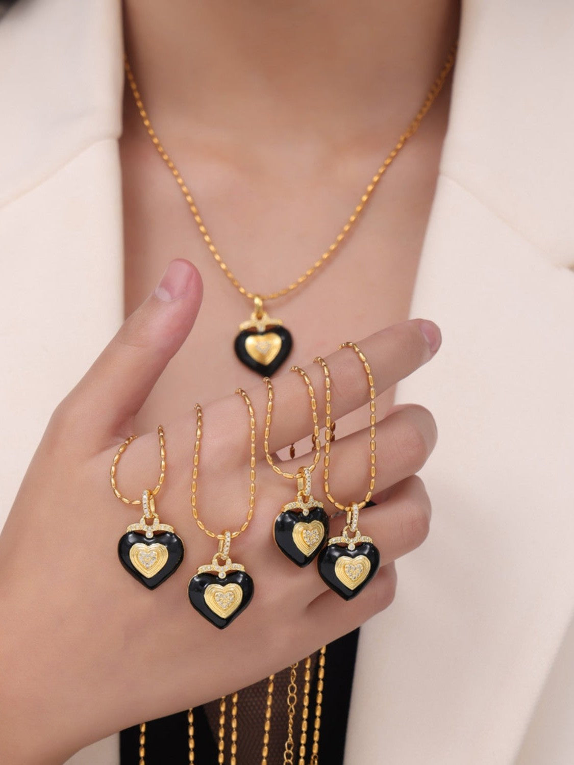 Women Titanium Steel Heart Shape Necklace NicholesGifts