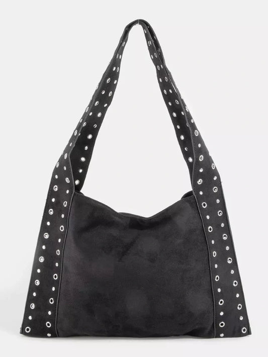 Fame Grommet Strap Suede Shoulder Bag nicholesgifts