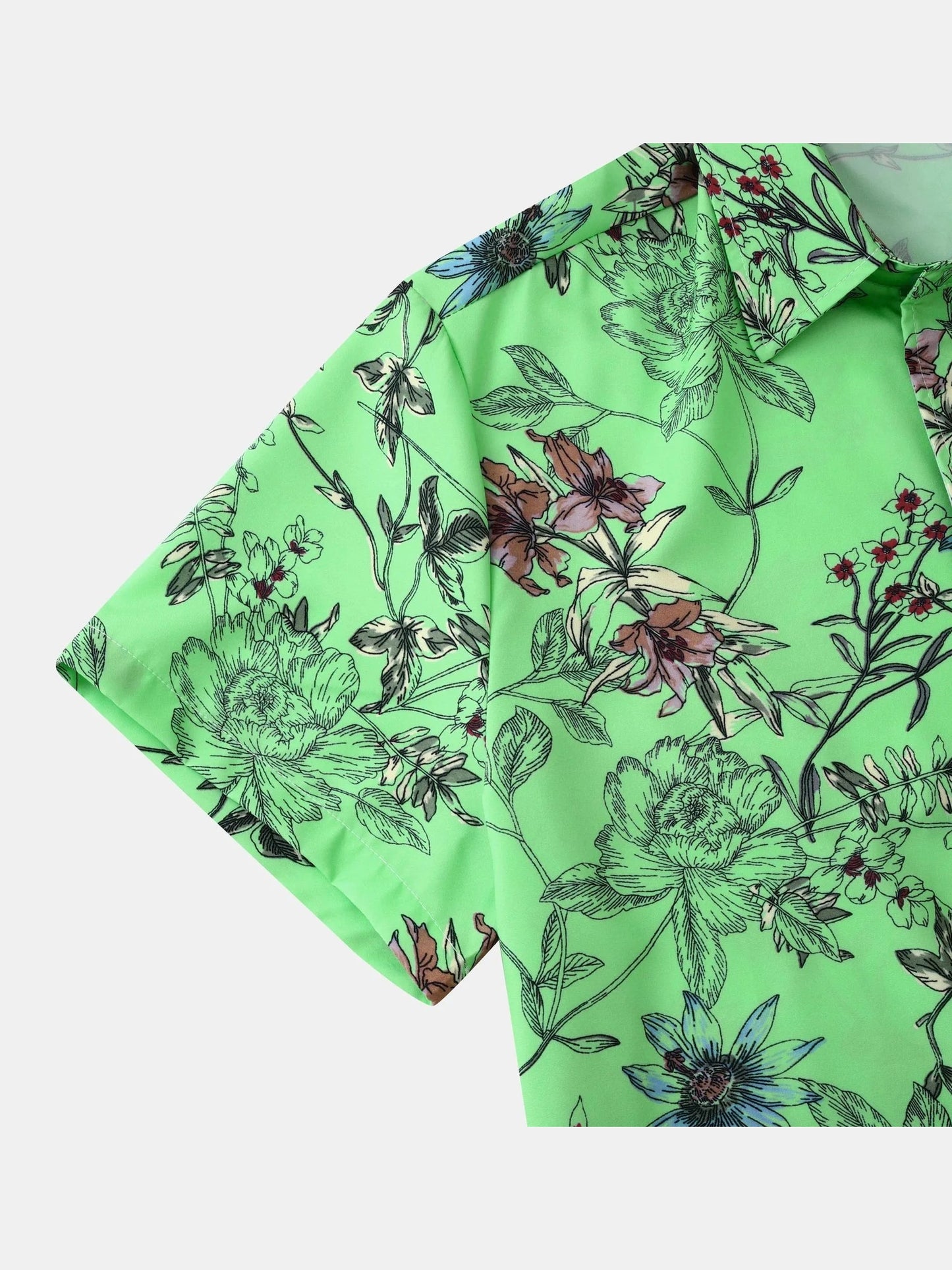 Men's Plus Size Floral Print Short Sleeve Button Down Casual Shirt Trendsi