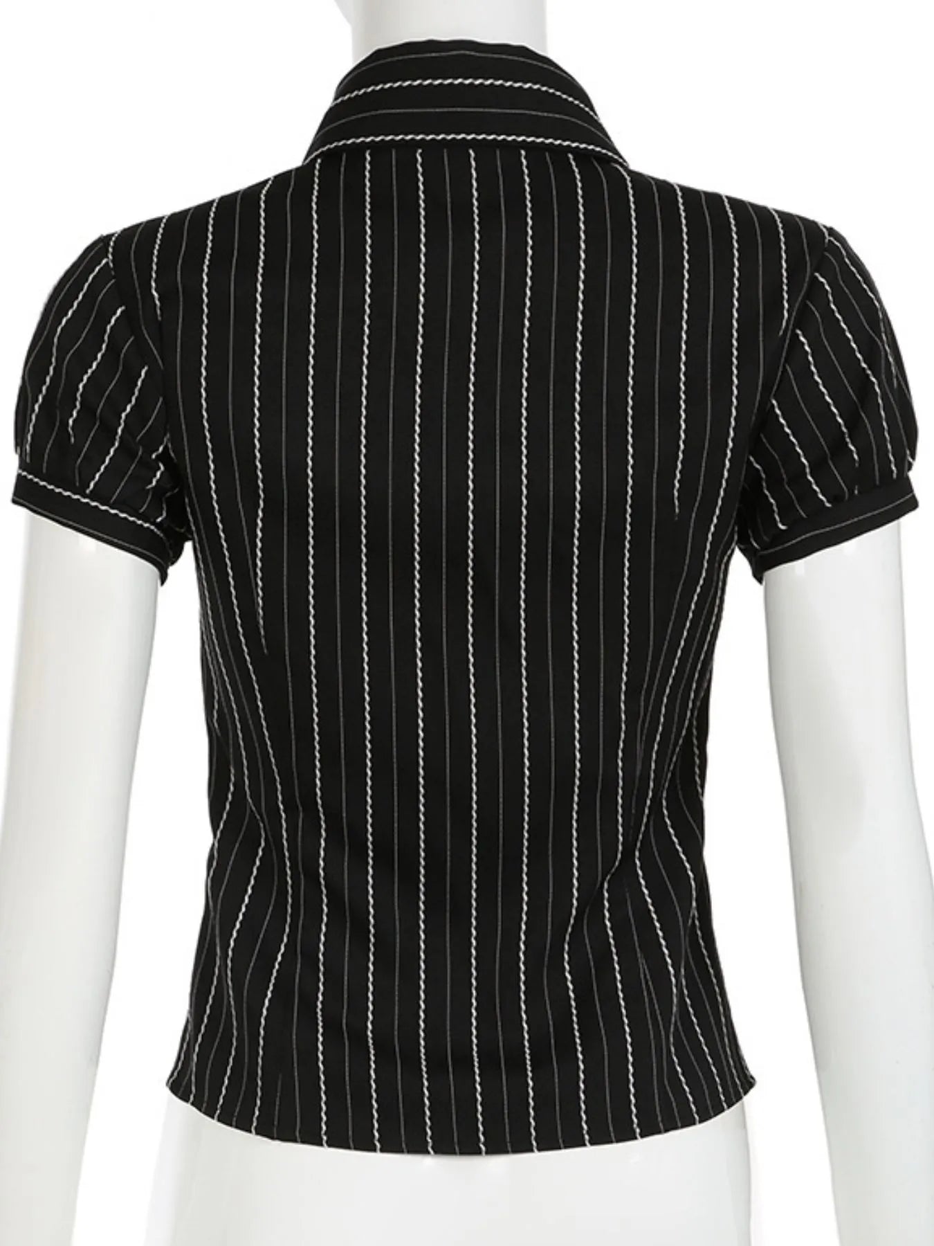 Striped Button-Down Collared Neck Shirt Trendsi