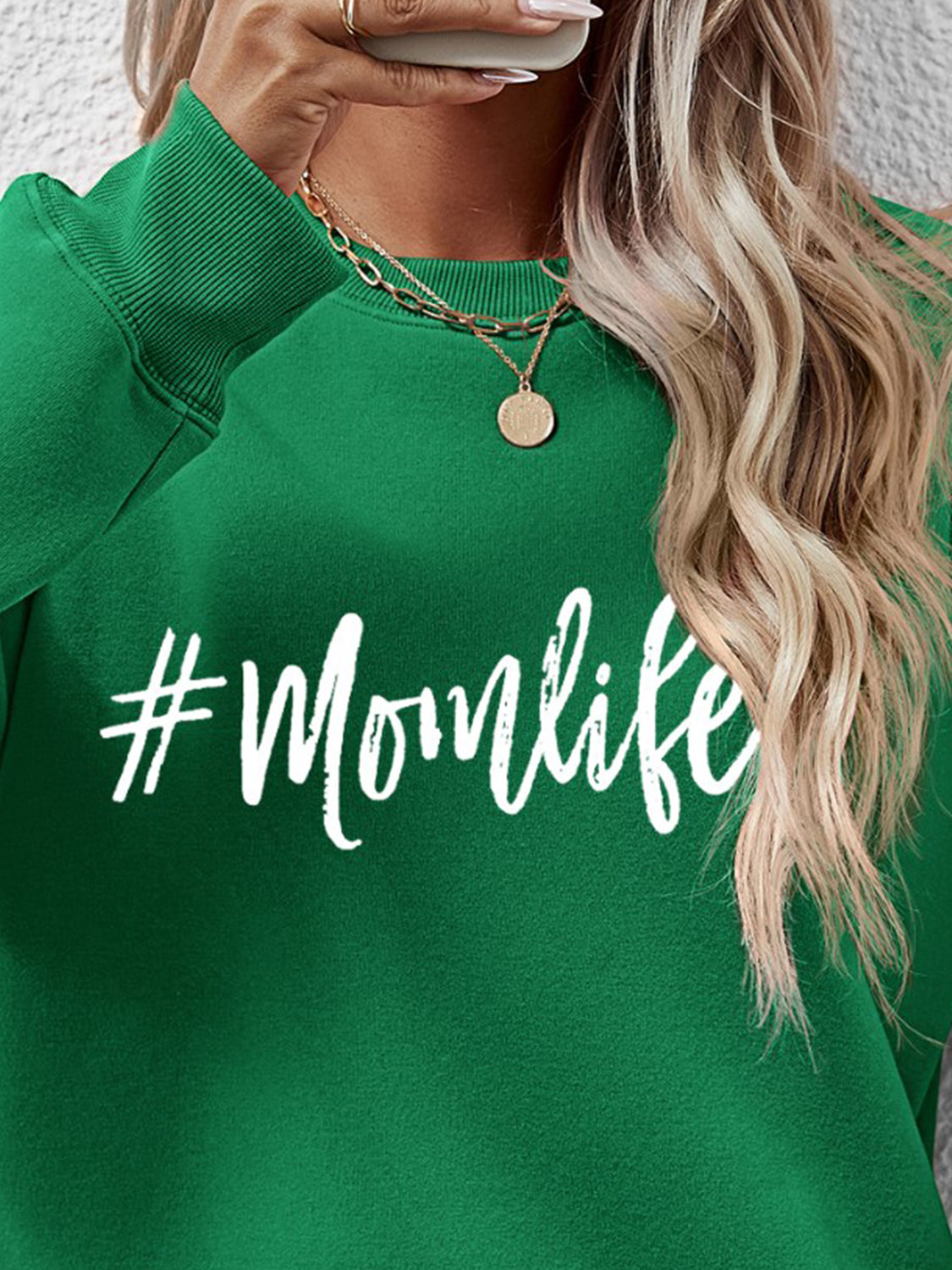 NicholesGifts Women Letter Graphic Mom Life Round Neck Sweatshirt NicholesGifts