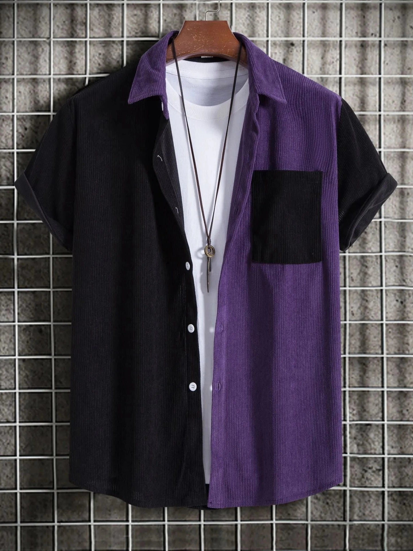 Men's Plus Size Classic Color Block Short Sleeve Shirt Trendsi