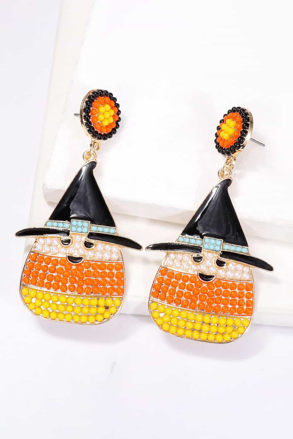 Women Witch's Hat Shape Synthetic Pearl Dangle Earrings NicholesGifts