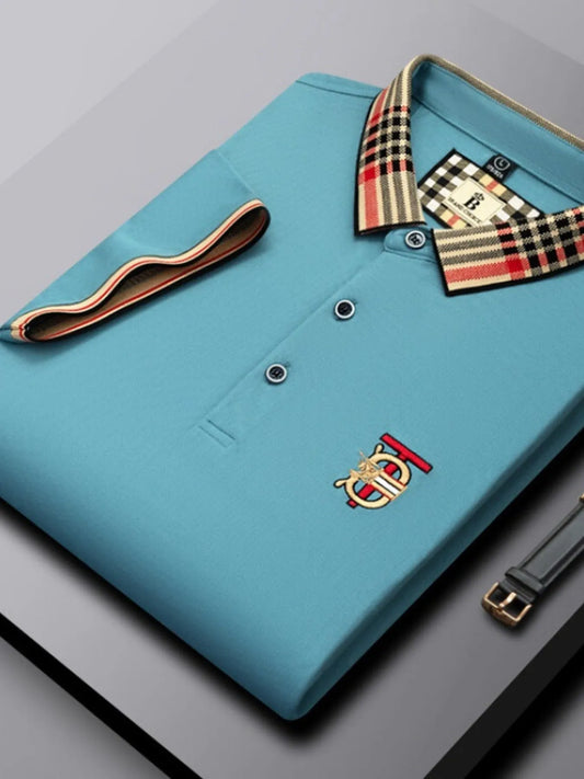 Men's Plus Size Classic Plaid Collar Casual Polo Shirt NicholesGifts