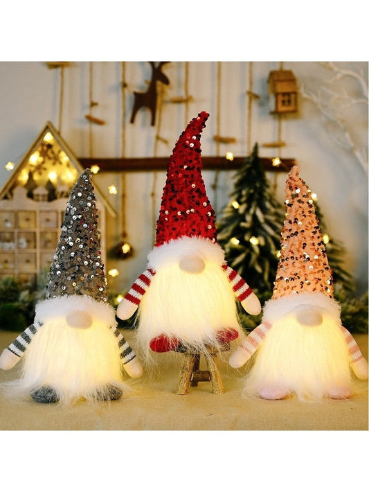 Sequin Light-Up Faceless Gnome