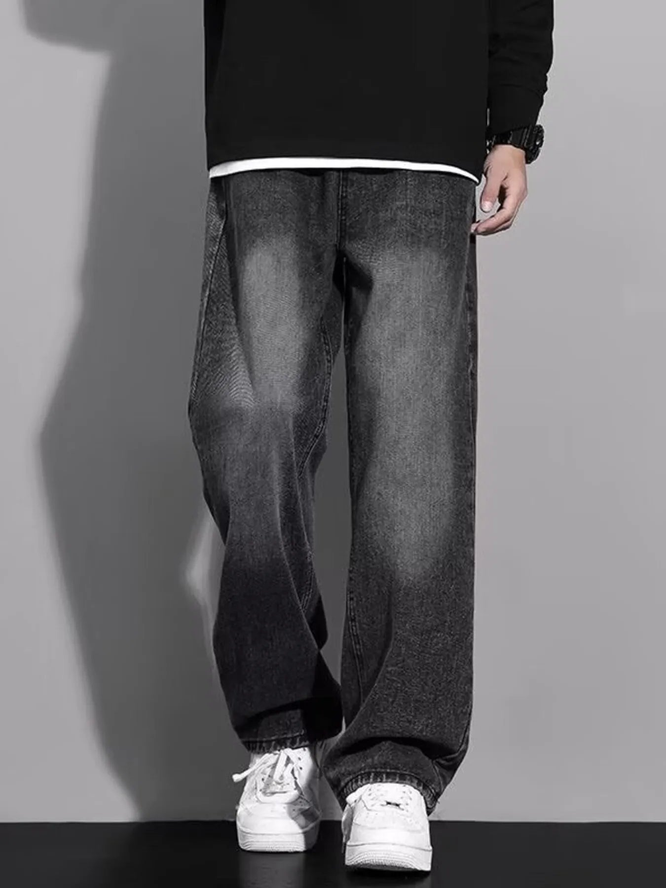 Men's Full Size Wide Leg Jeans Plus Size Trendsi