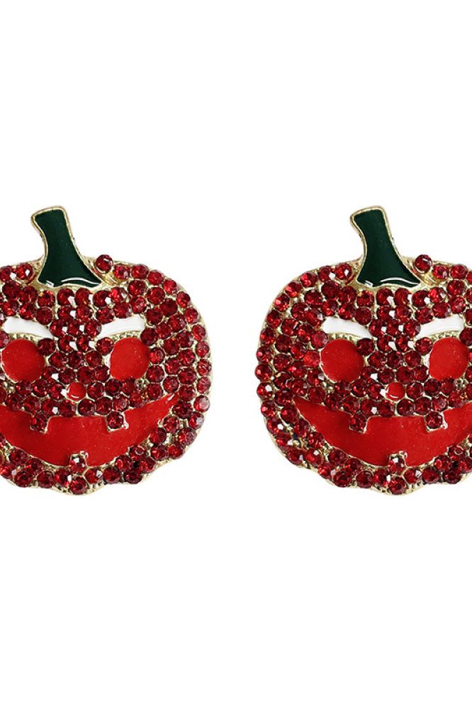 Women Demon Pumpkin Rhinestone Alloy Earrings NicholesGifts