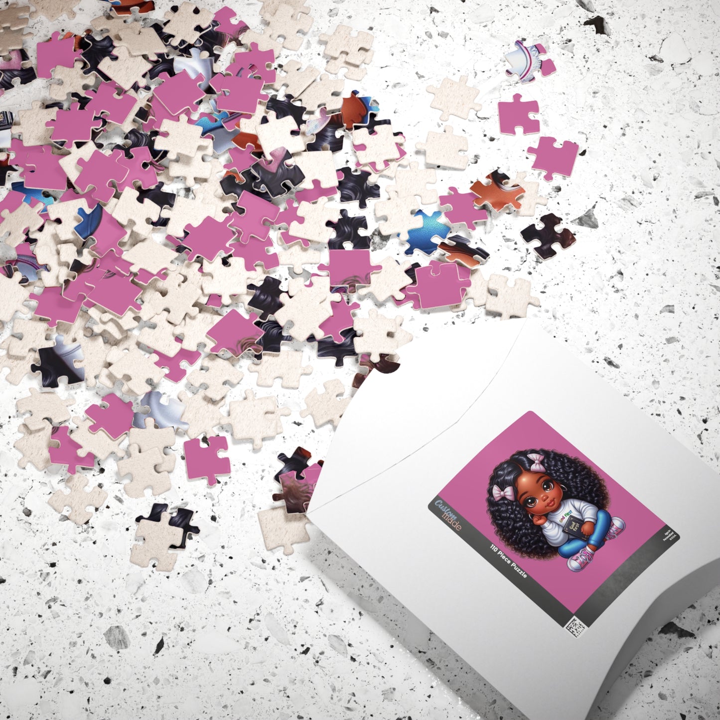 African American Girls Light Pink God First Kids Puzzle 110 piece NicholesGifts