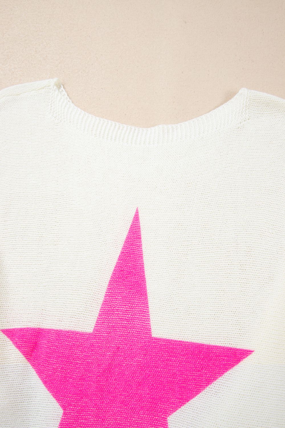 Star Contrast Round Neck Long Sleeve Knit Top NicholesGifts
