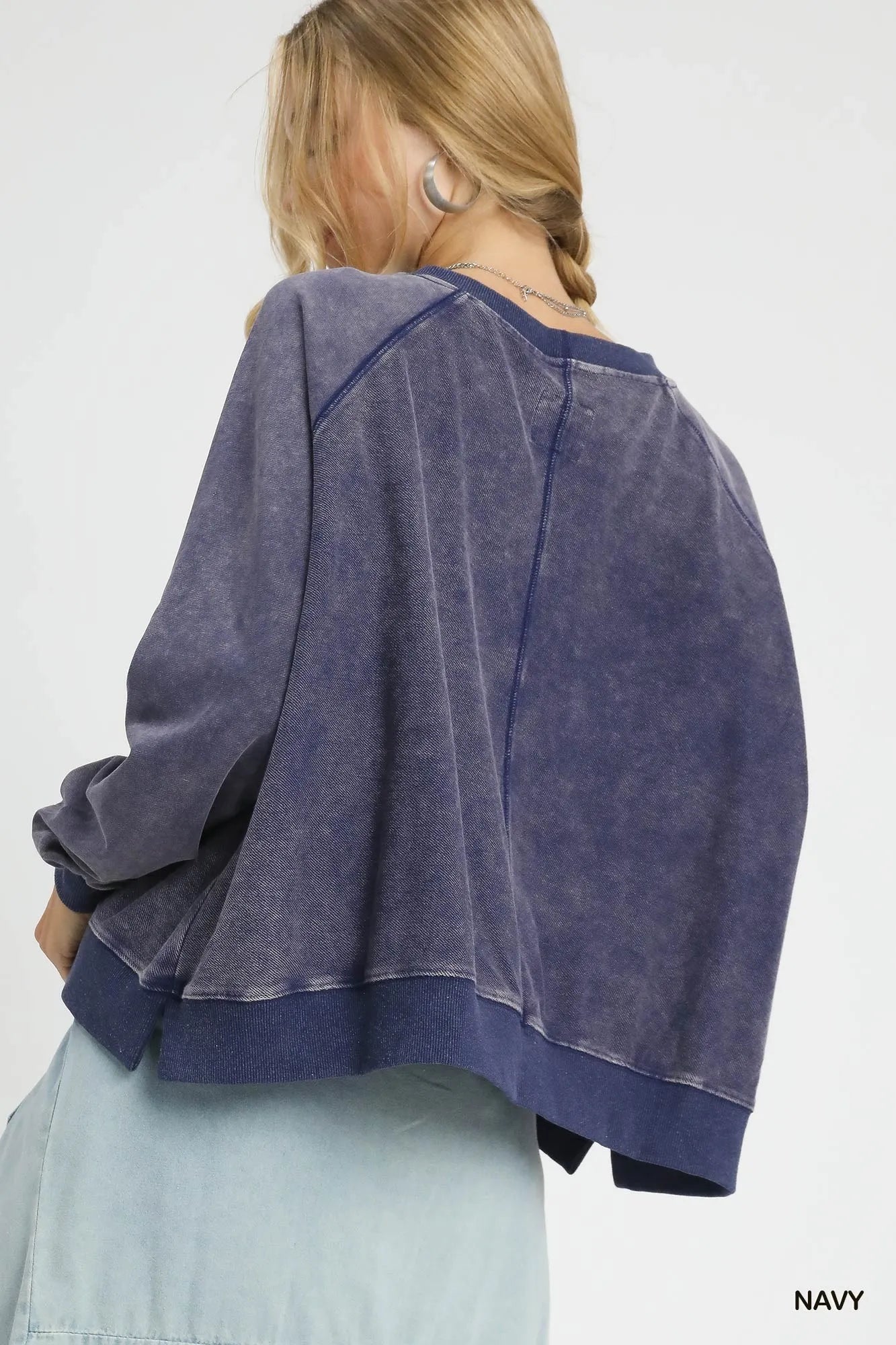 Umgee Mineral Wash French Terry Sweatshirt NicholesGifts