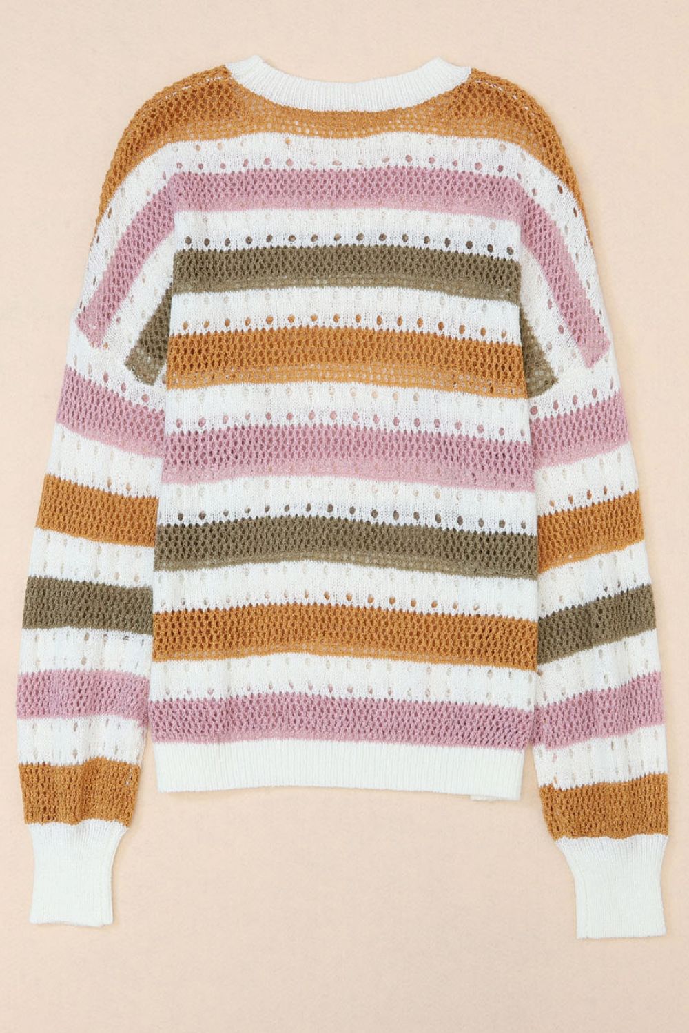 Women Striped Round Neck Hollowed Sweater NicholesGifts