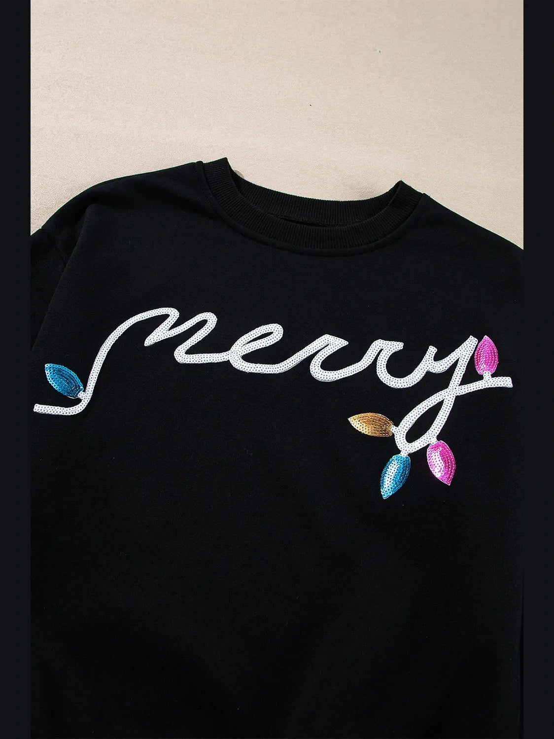 MERRY Sequin Round Neck Long Sleeve Top and Shorts Set NicholesGifts