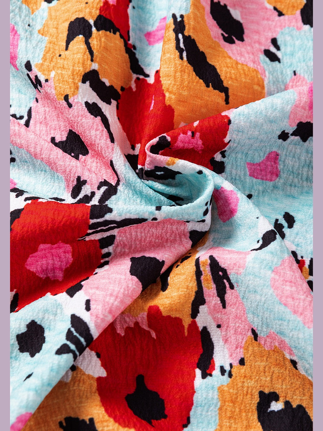 Printed Mock Neck Short Sleeve Blouse NicholesGifts