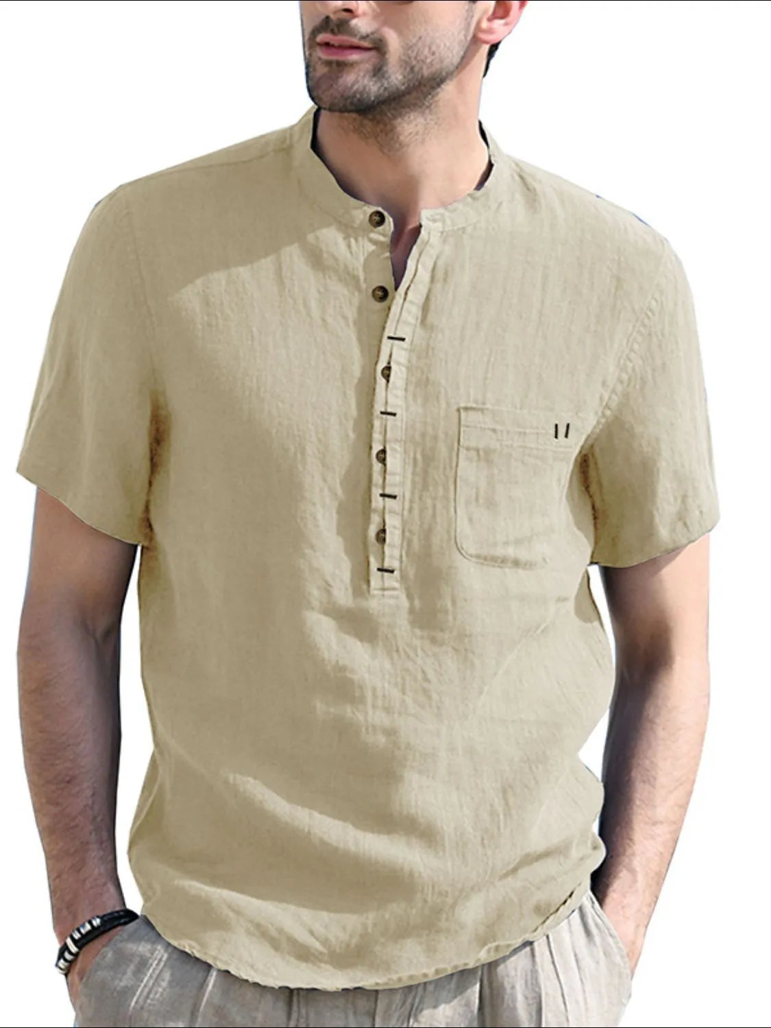 Men's Button Detail Short Sleeve Polo