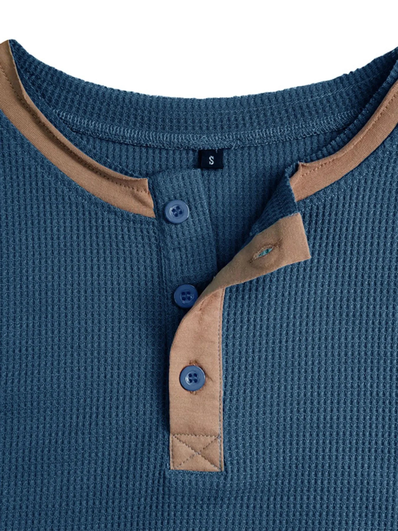 Men's Full Size Contrast Stitch Henley Polo Shirt Plus Size