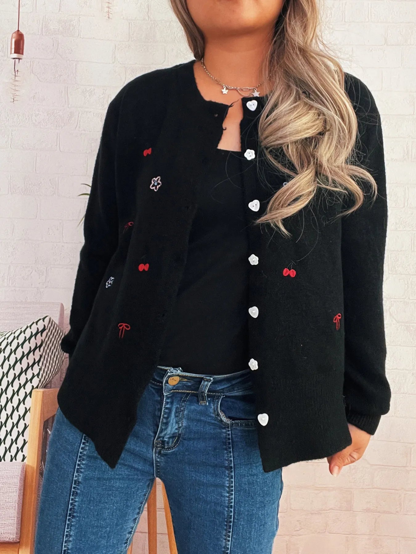 Ribbed Button-Front Knit Cardigan