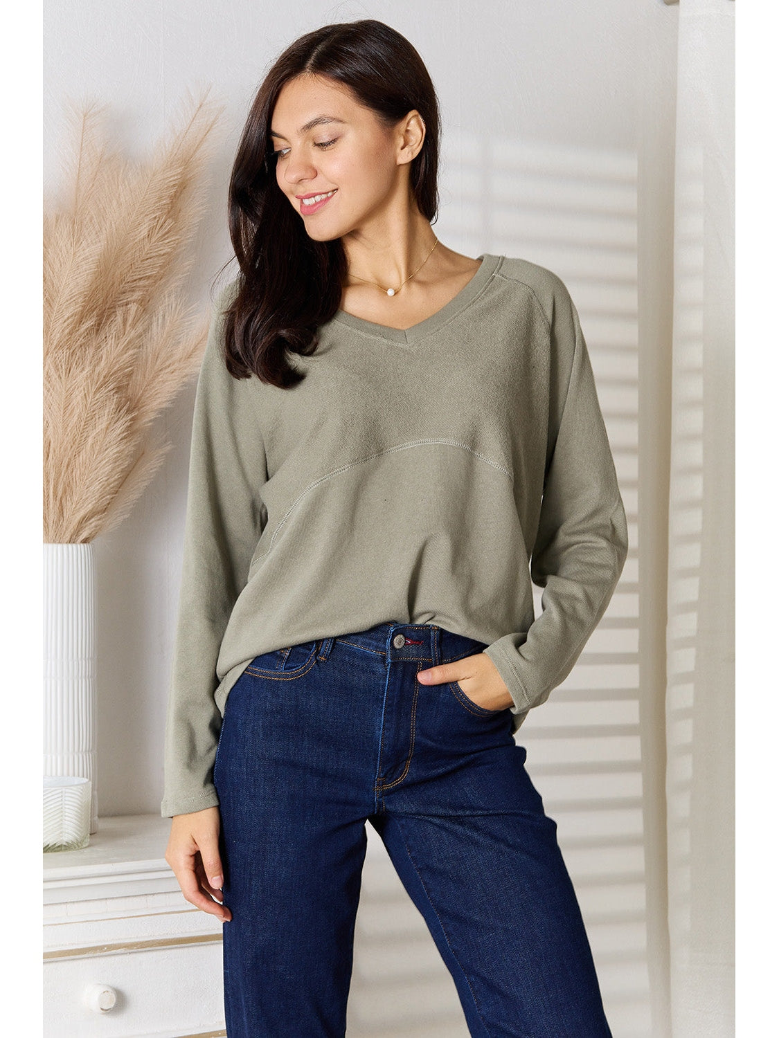 NicholesGifts Women Culture Code Full Size V-Neck Long Sleeve T-Shirt NicholesGifts