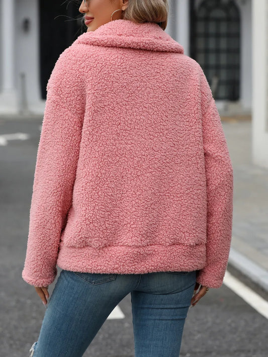 Zip Up Long Sleeve Plush Jacket nicholesgifts