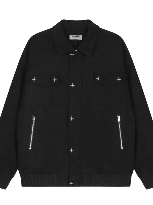 Men's Collared Neck Long Sleeve Jacket Trendsi