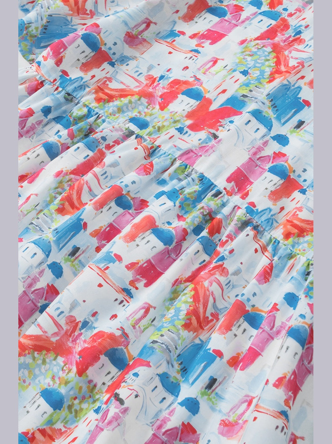 Printed Round Neck Puff Sleeve Blouse