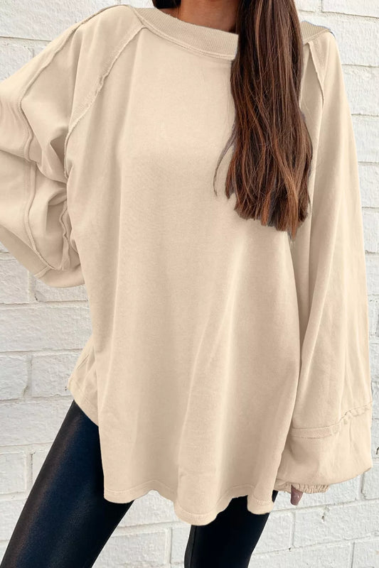 Oversized Long Sleeve Crewneck Sweatshirt nicholesgifts