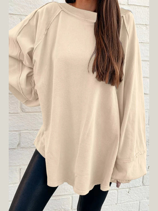 Oversized Long Sleeve Crewneck Sweatshirt nicholesgifts